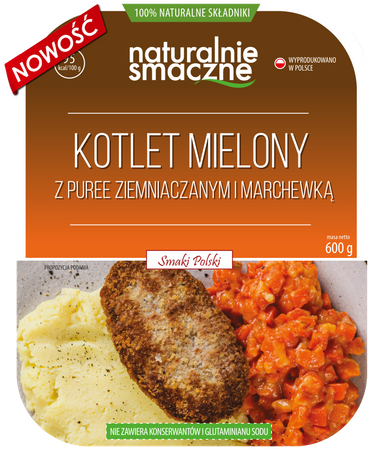 Kotlet mielony z ziemniaczanym puree i marchewką (600g)