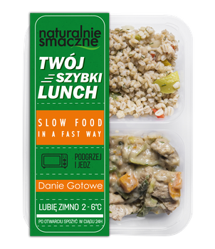 Wieprzowina z grzybami leśnymi i kaszą pęczak (400g)