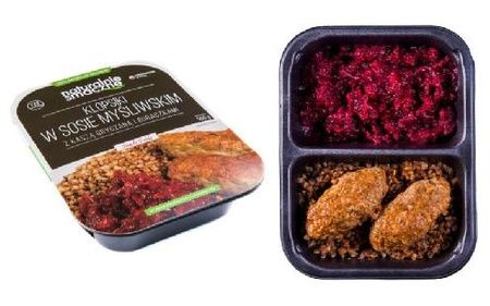 Klopsiki w sosie myśliwskim z kaszą i buraczkami (500g)