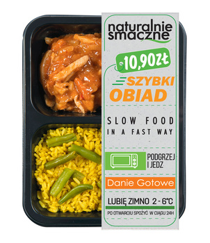 Kurczak słodko-kwaśny z ryżem i fasolką (400g)